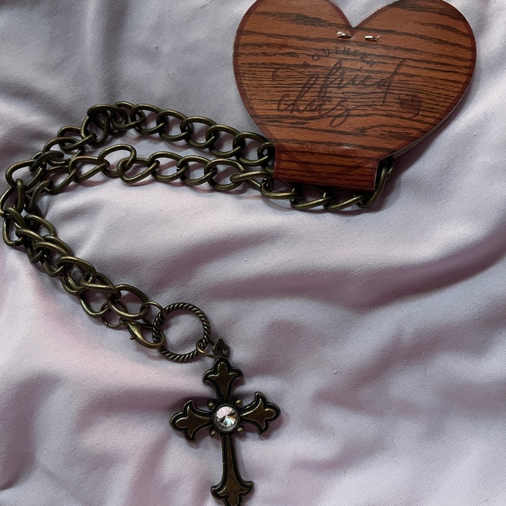 Southern Fried Chics Chain Cross Necklace